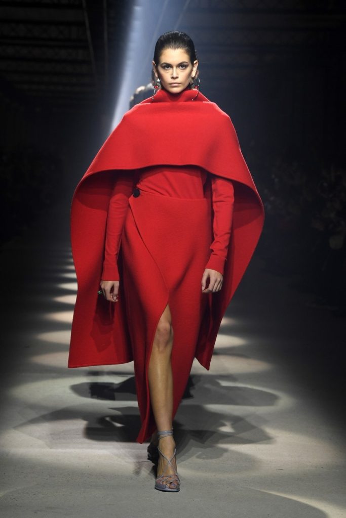 Kaia Gerber walks for Givenchy autumn/winter 2020 at London Fashion Week on 17 February 2020